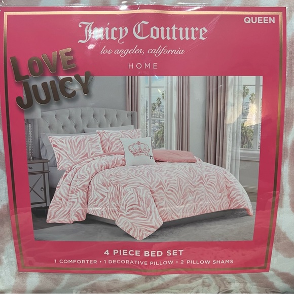 Juicy Couture Bedding Nwt Juicy Couture Pink Queen 4 Piece Bed Set